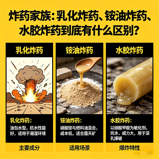 长岛炸药家族：乳化炸药、铵油炸药、水胶炸药到底有什么区别？